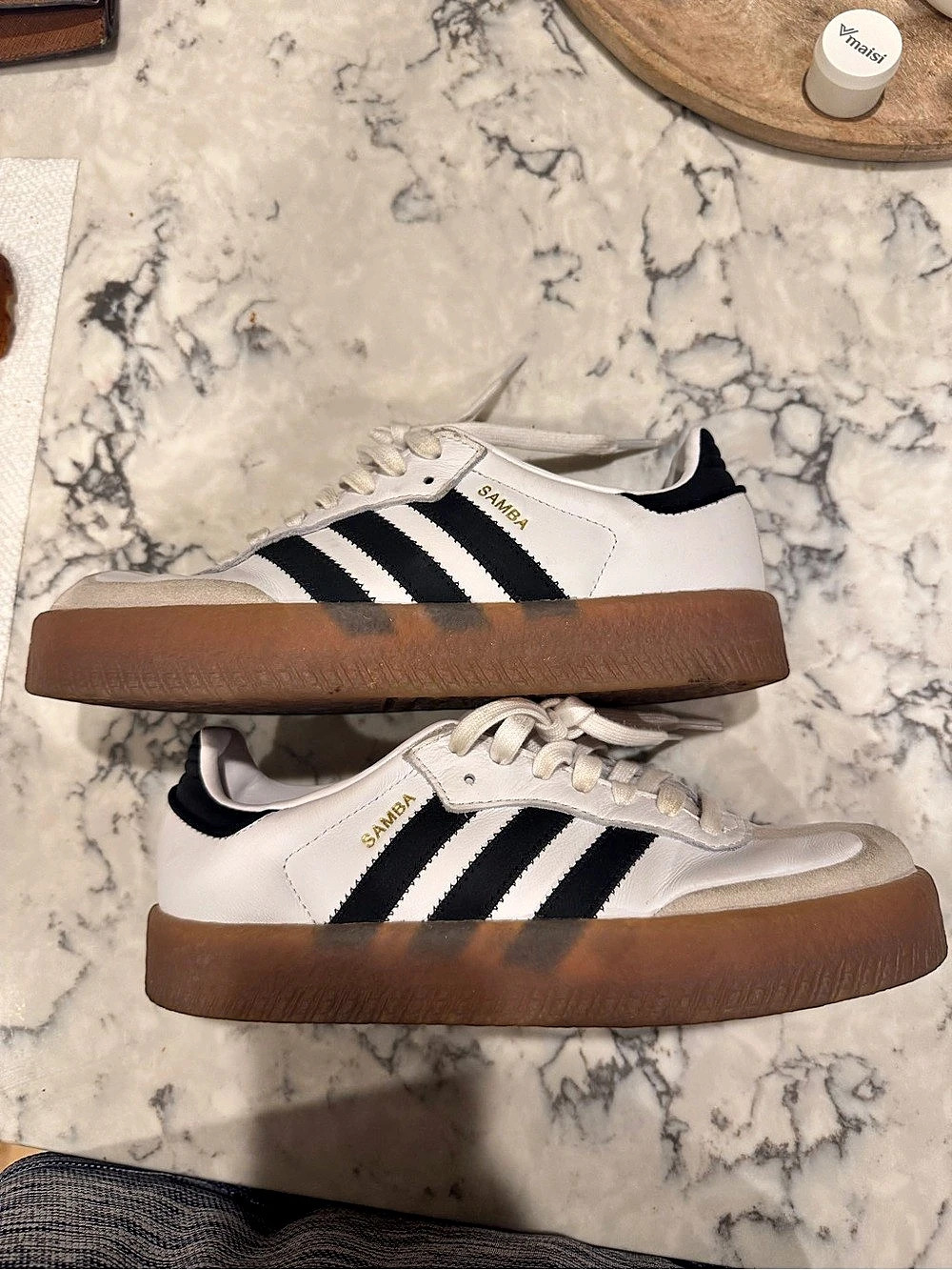 adidas Samba Sneakers in White & Black